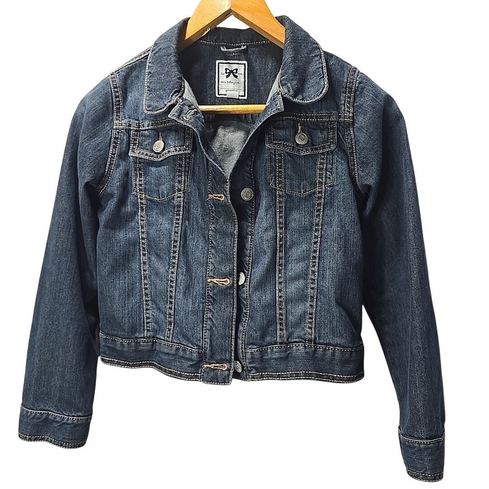 Gymboree Blue Jean Denim Jacket Kids Girls L 10-12 Dark Wash Classic Button Coat